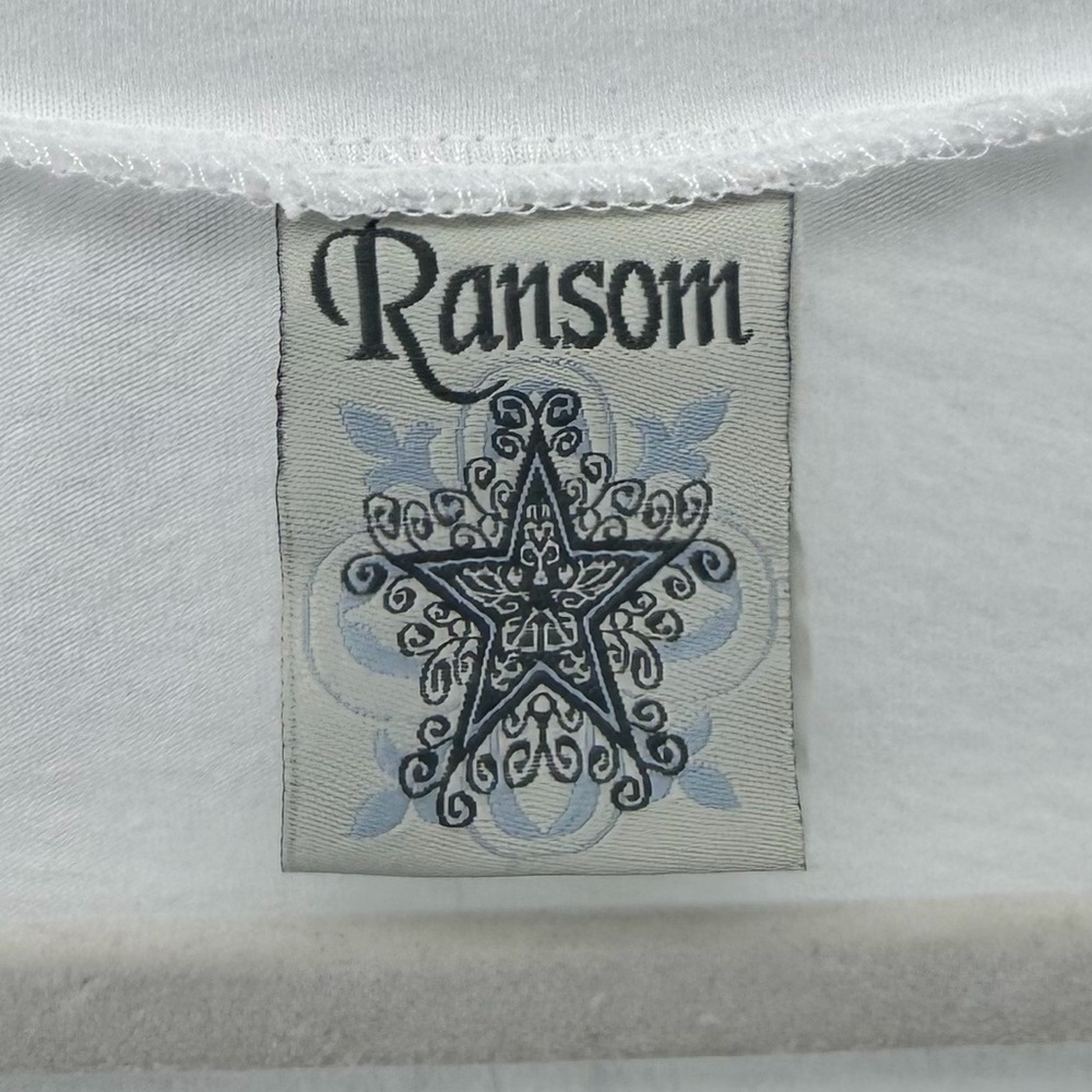 NWT Route 66 Ransom Y2K White V-Neck Butterfly Graphic T-Shirt, Women's Medium - Picture 5 of 7